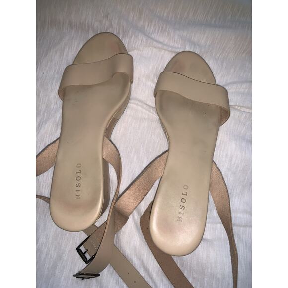 Nisolo Sandals Womens 8.5 Wrap Around Platform Bone Off White Leather Shoes - Picture 1 of 4